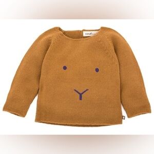 Oeuf Brown Sweater with Purple Face Design